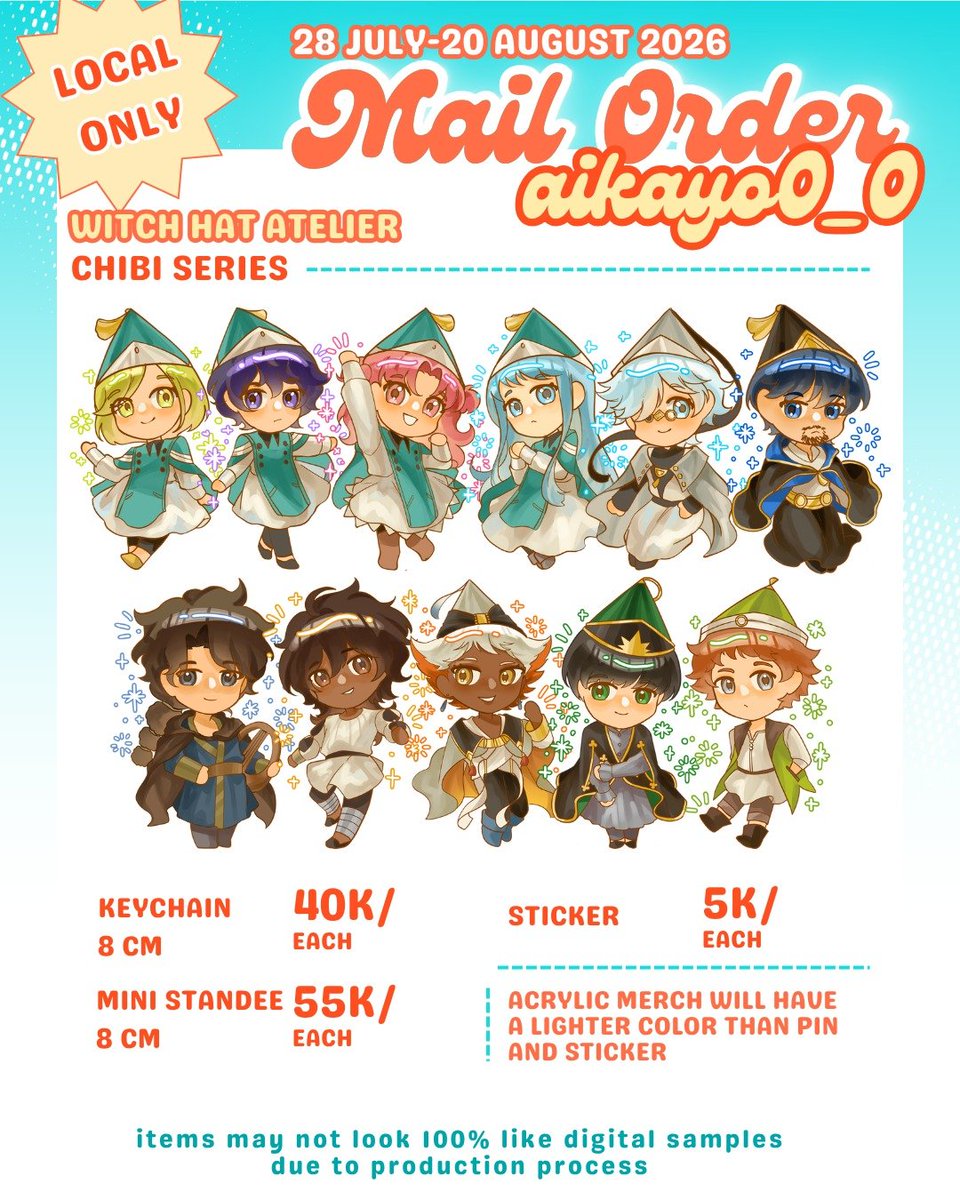 aikayoO_O's tweet photo. 💚+🔁 appreciated!
Aikayo mail order now open 💫

🗓️: 28th July - 20th Agust 2026
🌼 : Puella Magi Madoka Magica, Witch Hat Atelier, Dungeon Meshi
📦 : Mail Order (LOCAL ONLY)
🔗 : https://t.co/fih9gYC4s2 https://t.co/VDbh7J1X3V