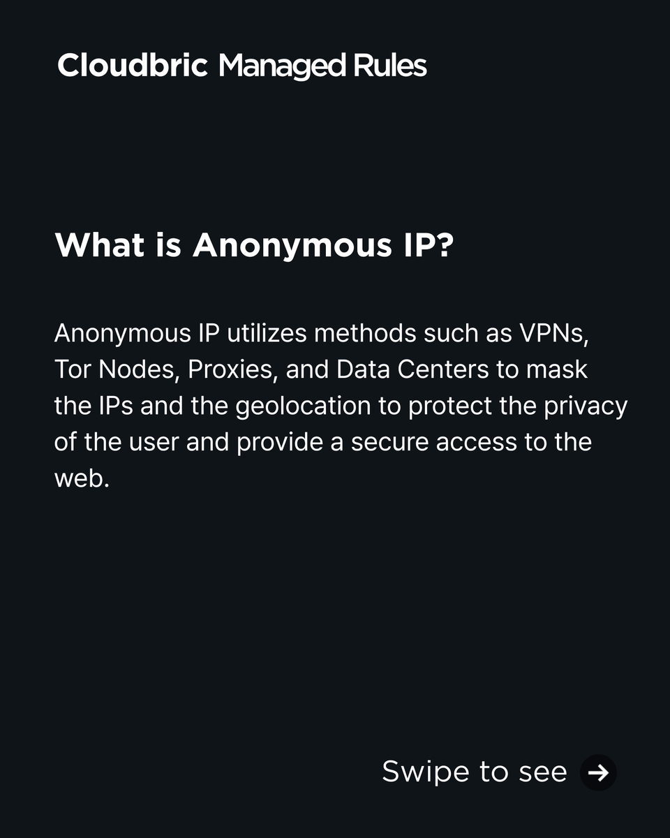 cloudbric's tweet photo. Why should we block Anonymous IPs?

Detecting and blocking Anonymous IPs is an effective way for organizations across industries to reduce cyber risks and strengthen access control.

#CyberSecurityTips #AnonymousIPs #Ruleset #Enterprise #SMB #Cloudbric https://t.co/8vgcVBjVAe