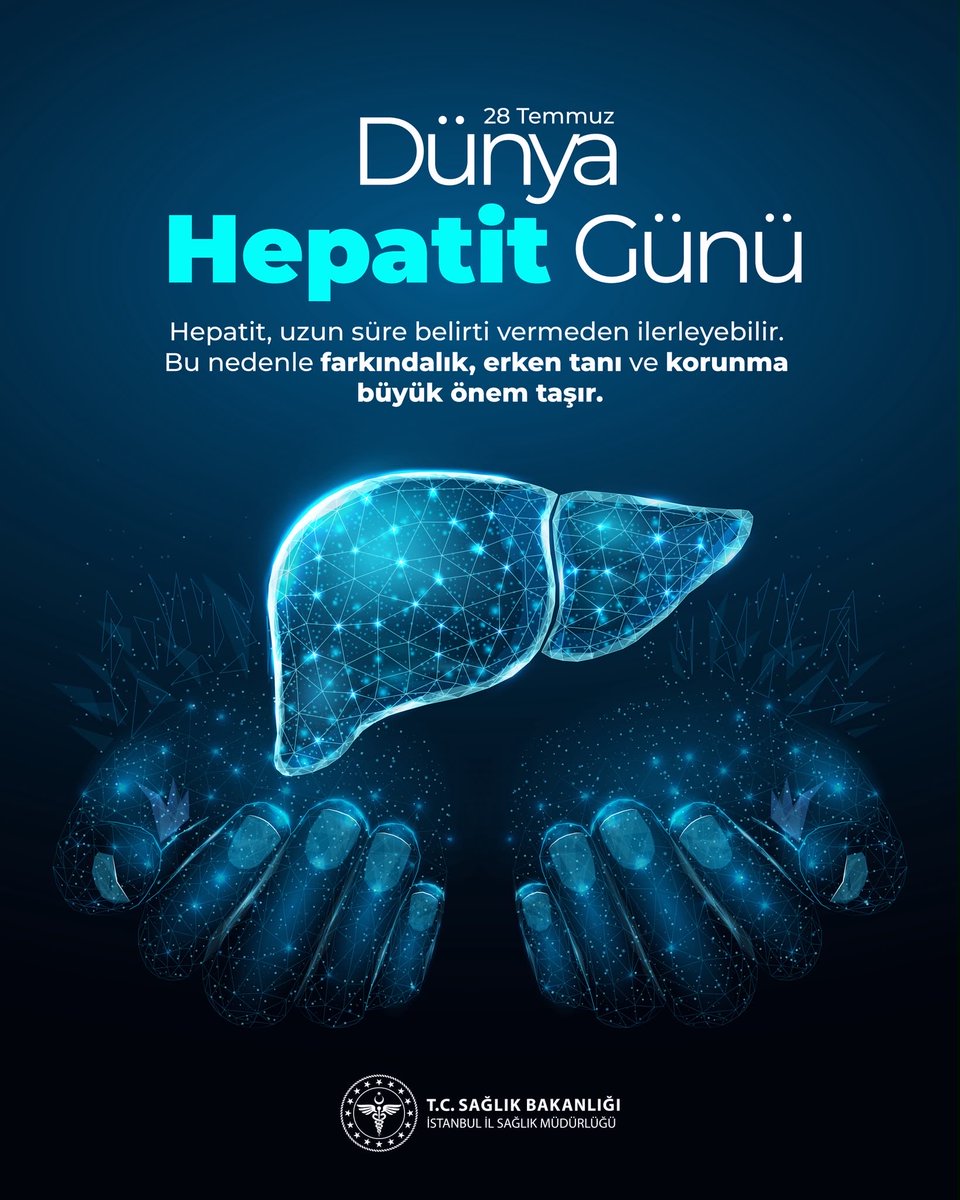 ismgovtr's tweet photo. Hepatit, uzun süre belirti vermeden ilerleyebilir. Bu nedenle farkındalık, korunma ve erken tanı hayati önem taşır.

🔹Aşı ile korunmak mümkündür.
🔹Erken tanı, tedavi başarısını artırır.
🔹Düzenli taramalar ihmal edilmemelidir.
🔹Sağlıklı yaşam alışkanlıkları bulaş riskini azaltır.

#DünyaHepatitGünü