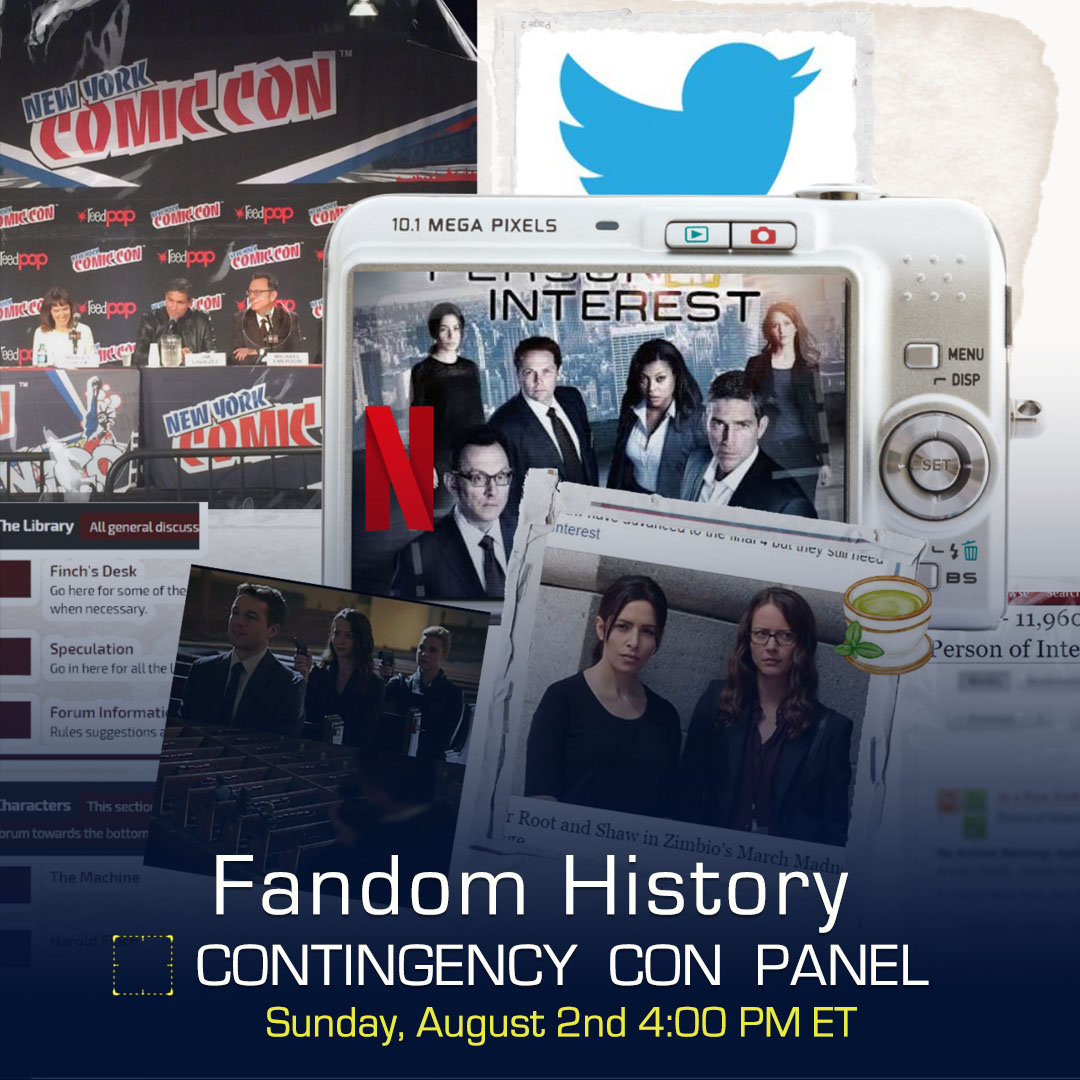 ContingencyCon's tweet photo. Join us for the Fandom History panel - Exploring the history of the Person of Interest fandom from ‘in the beginning’ to now. Themes, memes, and theories supreme. With fandom’s reactions to canon events as they aired.
This Sunday, 4:00 PM ET

Register at the link in bio. https://t.co/AD7plYLpFk