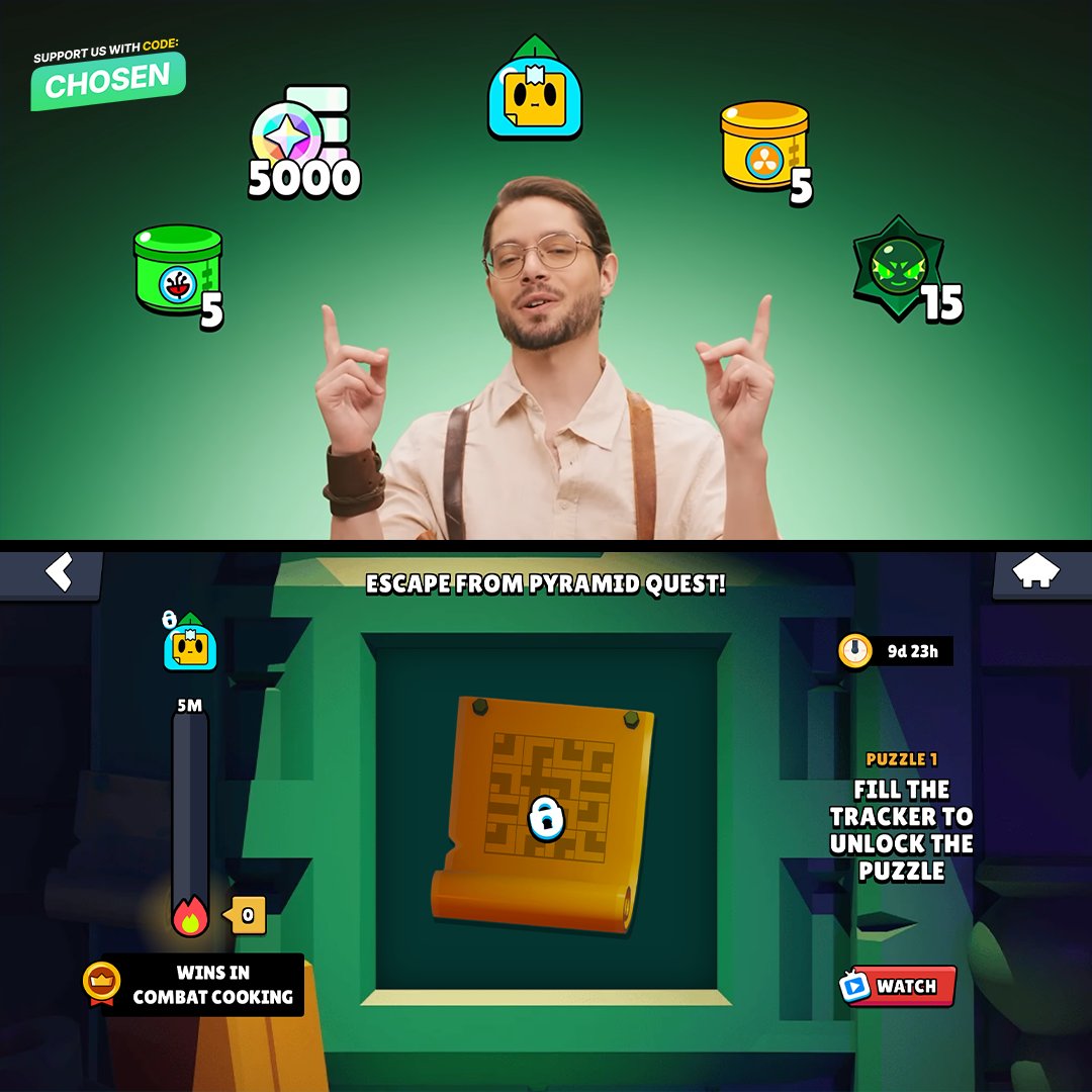 BrawlNetworkX's tweet photo. New Community Event is here! 👀

Complete all 5 community challenges, solve each puzzle and unlock these FREE rewards:
• Sprout, or 1000 Coins as fallback
• 5000 Bling
• 5 NanoDrops
• 5 Smoothie Drops
• 15 Chaos Drops

The first challenge is live now: reach 5 MILLION wins in Combat Cooking! Once the goal is complete, solve the first puzzle to unlock Sprout. 🌱

There is also a 1 MILLION GEMS giveaway with 10 lucky winners during the event! 💎

The event ends on August 6 at 8:00 UTC.
#EscapePyramidQuest