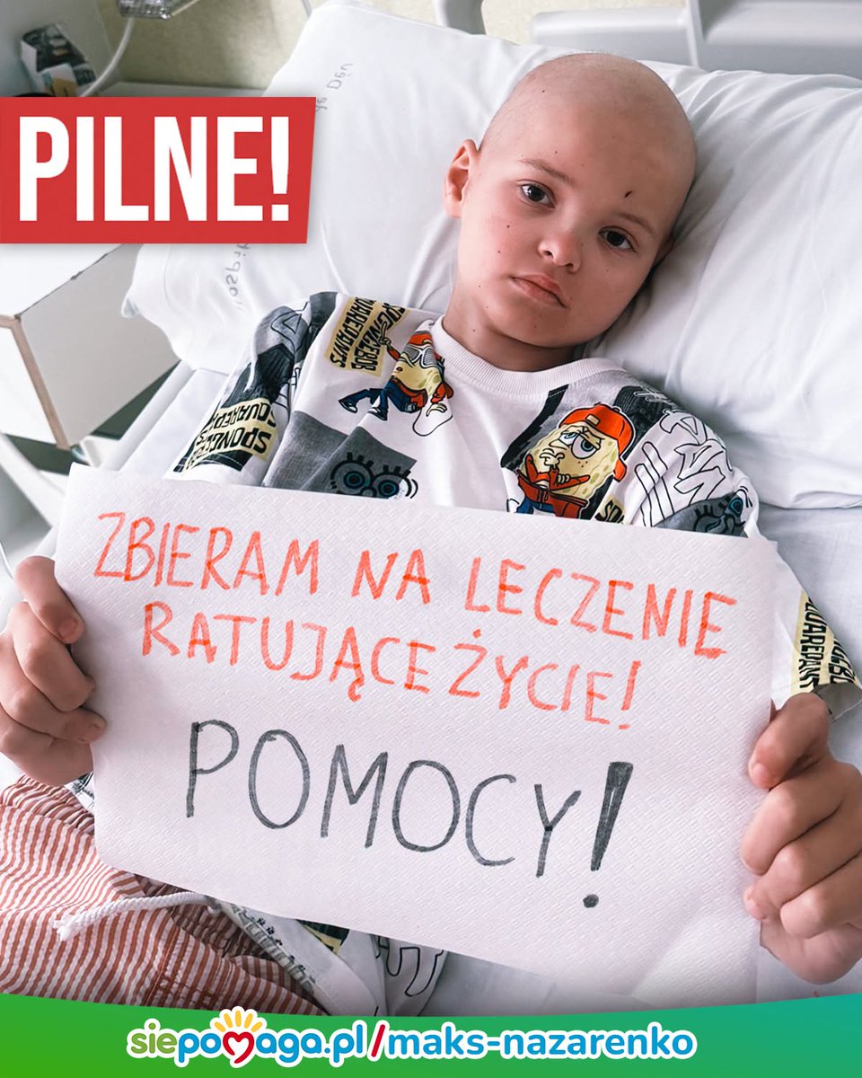 siepomaga's tweet photo. Mam na imię Maks, mam 12 lat i... potwornie się boję. Rak wrócił i chce mi odebrać wszystko.

https://t.co/OwDDNLelZ1

Przez cztery lata myślałem, że ten koszmar mam już za sobą. Mogłem normalnie żyć, chodzić do szkoły i śmiać się z kolegami. I nagle wszystko pękło. Wznowa... Neuroblastoma, ten okrutny potwór, znowu się we mnie obudził.

Wyniki były jak cios w twarz. Lekarze znaleźli guza w moim brzuchu i mnóstwo przerzutów - do kości, mięśni i kręgosłupa. 

Znowu leżę na szpitalnym łóżku, znowu podłączony do kroplówki z chemią, znowu wszystko boli... Ale najbardziej boli mnie widok moich rodziców. Płaczą po kątach, ledwo oddychają ze strachu i są całkowicie przerażeni. Nic tak nie boli jak łzy w oczach mojej mamy.

Mam dopiero 12 lat... Tak bardzo chcę po prostu wyzdrowieć i wrócić do domu. Sam nie dam rady pokonać tej choroby.

Błagam Was z całego serca - nie zostawiajcie mnie samego w tym piekle. Proszę - pomóżcie mi! 

https://t.co/OwDDNLelZ1