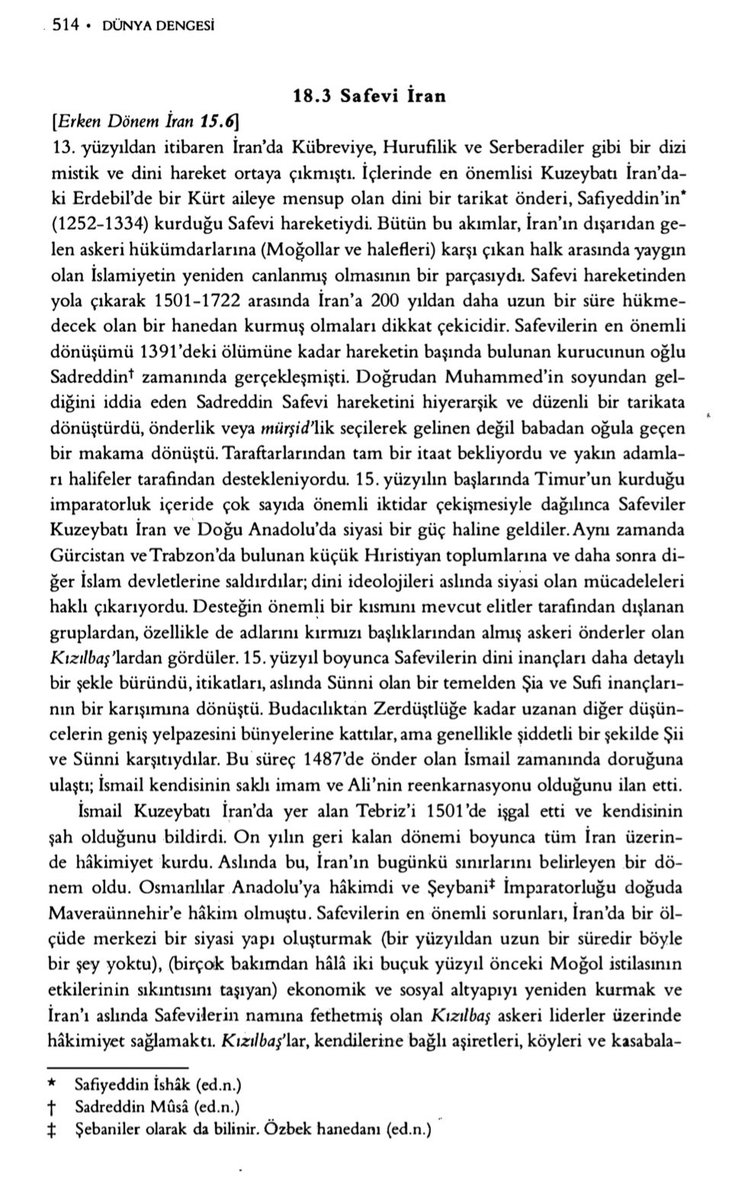 Xani004's tweet photo. 13.yy'dan itibaren İran'da Kübreviye Hurufilik ve Serbedariler gibi bir dizi mistik ve dini hareket ortaya çıkmıştı. İçlerinde en önemlisi Kuzeybatı İran'daki Erdebil'de bir Kürt aileye mensup olan dini bir tarikat önderi Safiyüddin'in kurduğu Safevi hareketiydi.📍 https://t.co/CwB3JhbgOF