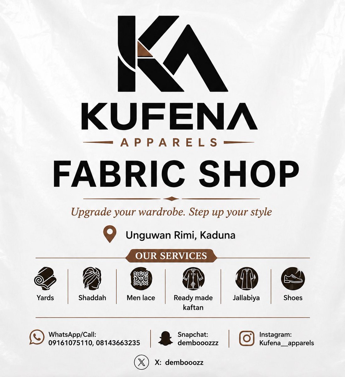 dembooozzz's tweet photo. I sell fabrics, Ready made kaftan, jallabiyya and shoes. https://t.co/eO5jQeG02t