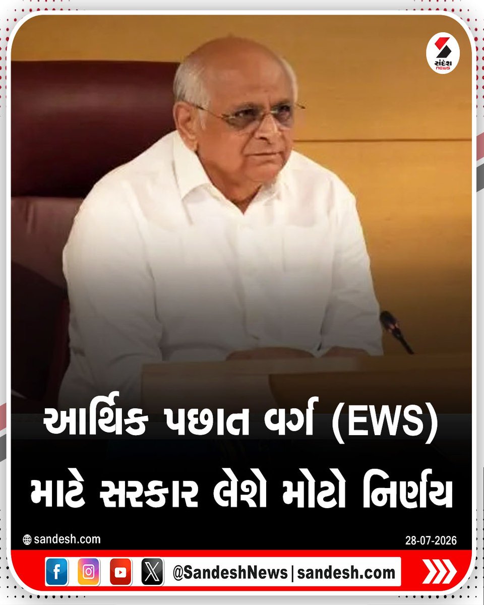 sandeshnews's tweet photo. ગાંધીનગરમાં રાજ્ય સરકાર આર્થિક રીતે પછાત વર્ગ (EWS) માટે વાર્ષિક આવક મર્યાદા વર્તમાન રૂ. 6 લાખથી વધારીને રૂ. 10 લાખ કરવાનો મોટો નિર્ણય લઈ શકે છે.
#Gandhinagar #EWS #GujaratGovernment #IncomeLimit #SandeshNews https://t.co/dHriGvl7S2