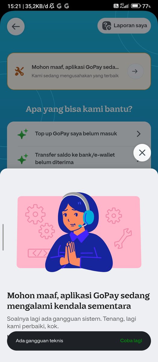 ndzwS's tweet photo. Tuh kan bener firasat gue pindah ke ovo... 😔😔😔 @gojekindonesia @gopayindonesia tolong segera dong, sudah dari siang tdk bisa dipakai https://t.co/QeIdrubaTv