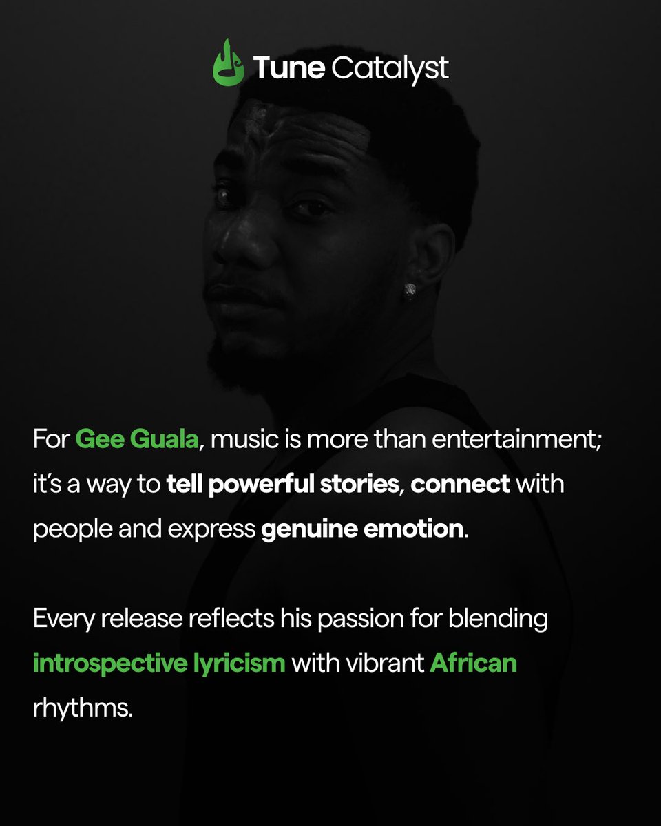 tunecatalyst's tweet photo. Every artist has a story worth telling, and today we’re shining the spotlight on @gee_guala an emerging Afro-fusion artist whose music is built on raw emotion, honest storytelling, and soulful melodies.
#tunecatalyst #histime #undergroundartist #undergroundmusic4artist https://t.co/cUFA1MuoaA