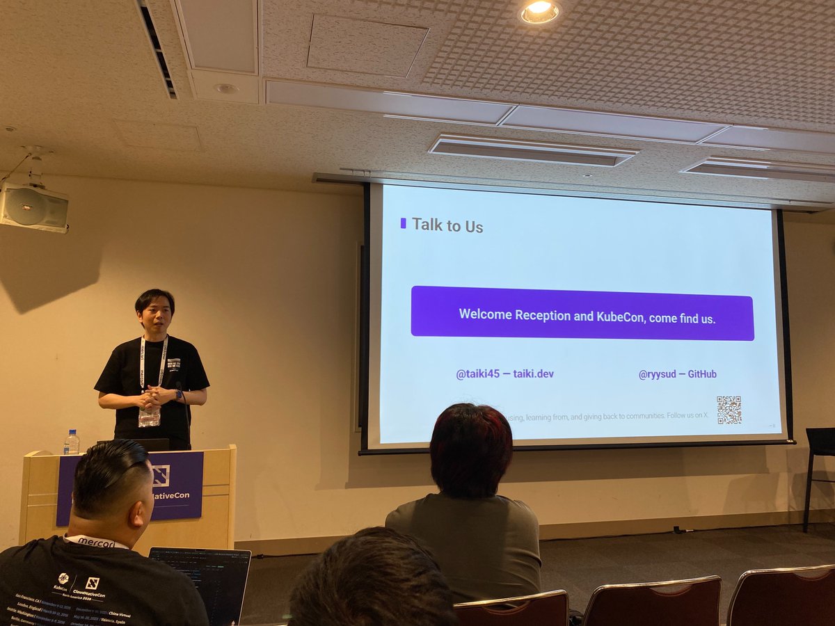 enechain_tech's tweet photo. スポンサーLTとして、 @taiki45 Principal Software Engineerが登壇中📣
#JapanCommunityDay #CNCJ #CNCF #KubeCon #KubeConJapan https://t.co/B6fRolCf7D
