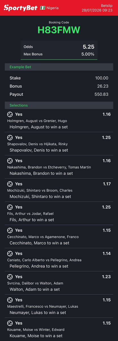 dfwpehlumiiii's tweet photo. CC: @Mrbankstips 
Games on https://t.co/RhuVmdO7Iy converted to sportybet⤵️

NVMGJ2 QEVKV4
N879SY H83FMW -sporty👩‍💻

Follow 4 convert of codes 2 ur preferred bookies! 

Retweet 4 larger audience😤🗣️ https://t.co/h8bZ8xDhF5