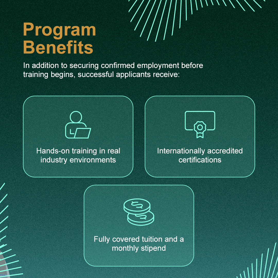 PIF_en's tweet photo. After a successful first edition with 200+ learners and 10+ employer partners, the second edition of PIF's azm program is now open for registration, with every accepted participant receiving a confirmed job offer before training begins.