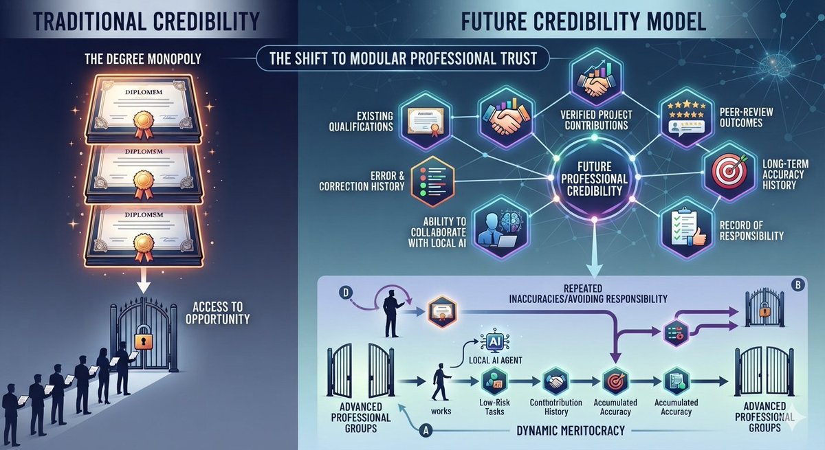twebatbc1975's tweet photo. [7/28, 11:19 AM] Twebaze Mathias: Prestigious academic credentials won't save you if you can't deliver. 

The future workforce values peer-review outcomes, error histories and your record of taking responsibility. https://t.co/6UUtBlE7JI