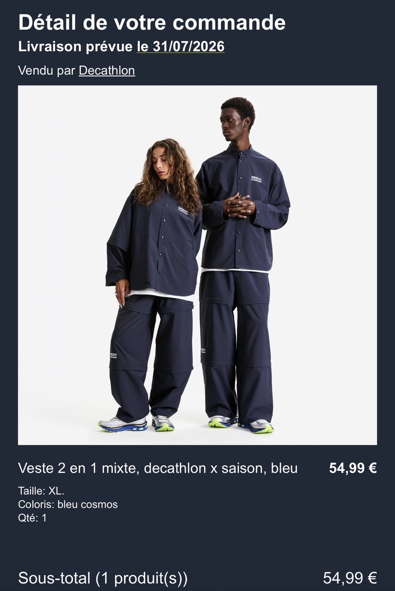 jijionline's tweet photo. @CaminoTV J’ai eu la veste … le pantalon est en rupture depuis le début https://t.co/sT9sKA87vV