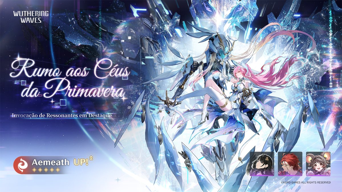 WW_BR_Official_'s tweet photo. [Invocação de Ressonantes/Armas em Destaque da Versão 3.5: Fase Ⅱ]

As Invocações de Ressonantes em Destaque "Bênçãos da Brisa de Orvalho" e "Rumo aos Céus da Primavera", e as Invocações de Armas em Destaque "Arauto da Alvorada" e "Estrela Polaris Eterna" estarão disponíveis em breve.
✦Duração: 30/07/2026 às 10:00 — 19/08/2026 às 11:59 (horário do servidor)
✦Clique no link para obter mais informações: https://t.co/TI6MYtwuBx

#WutheringWaves #WutheringWavesBR