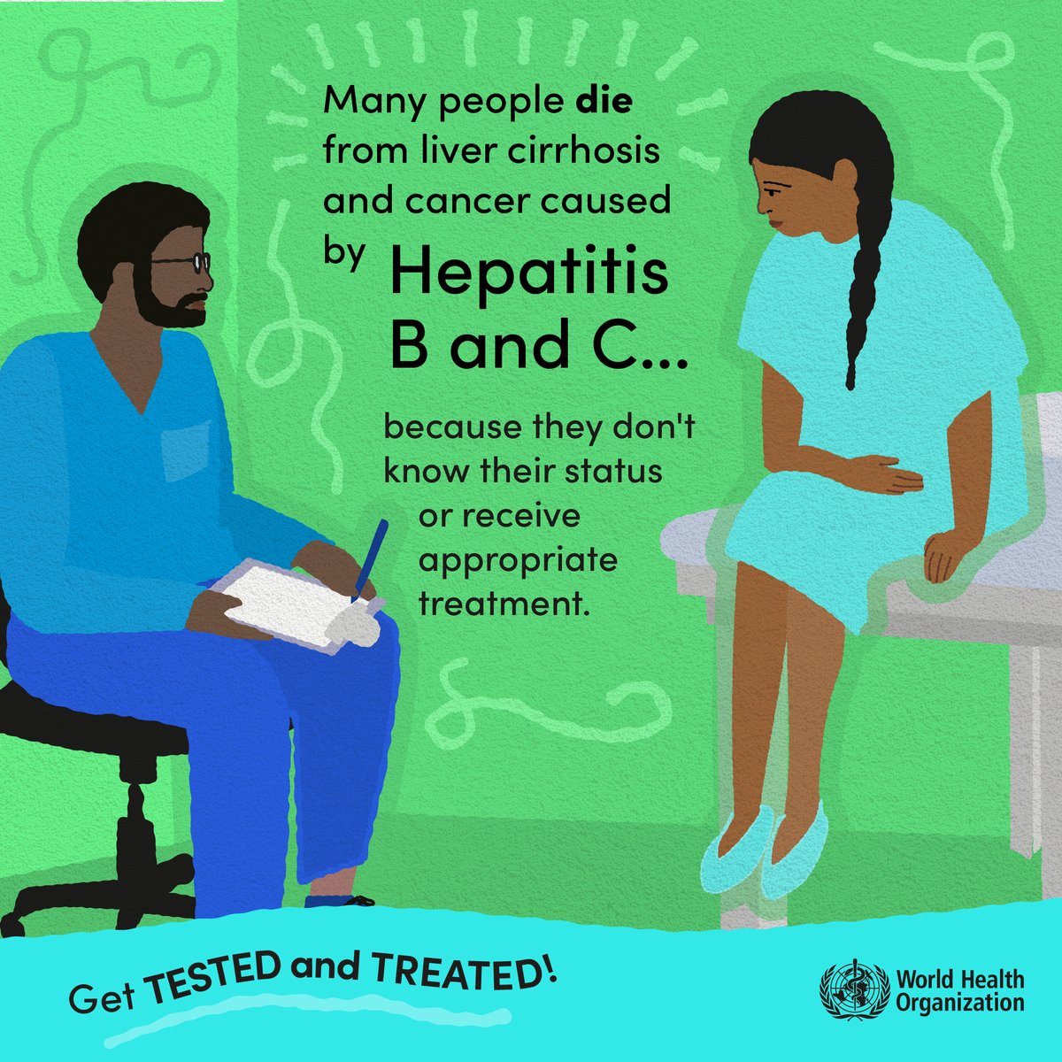 WHOAFRO's tweet photo. It’s World #HepatitisDay.

Millions across the African Region live with hepatitis without knowing it. Yet effective tools are available to prevent, diagnose and treat the disease.

Protect yourself and your loved ones:
🔹 Get tested
🔹 Never share sharp instruments
🔹 Seek treatment
🔹 Vaccinate babies against hepatitis B, including the birth dose within 24 hours of birth. 

Learn more; https://t.co/NPEAkFf6ti