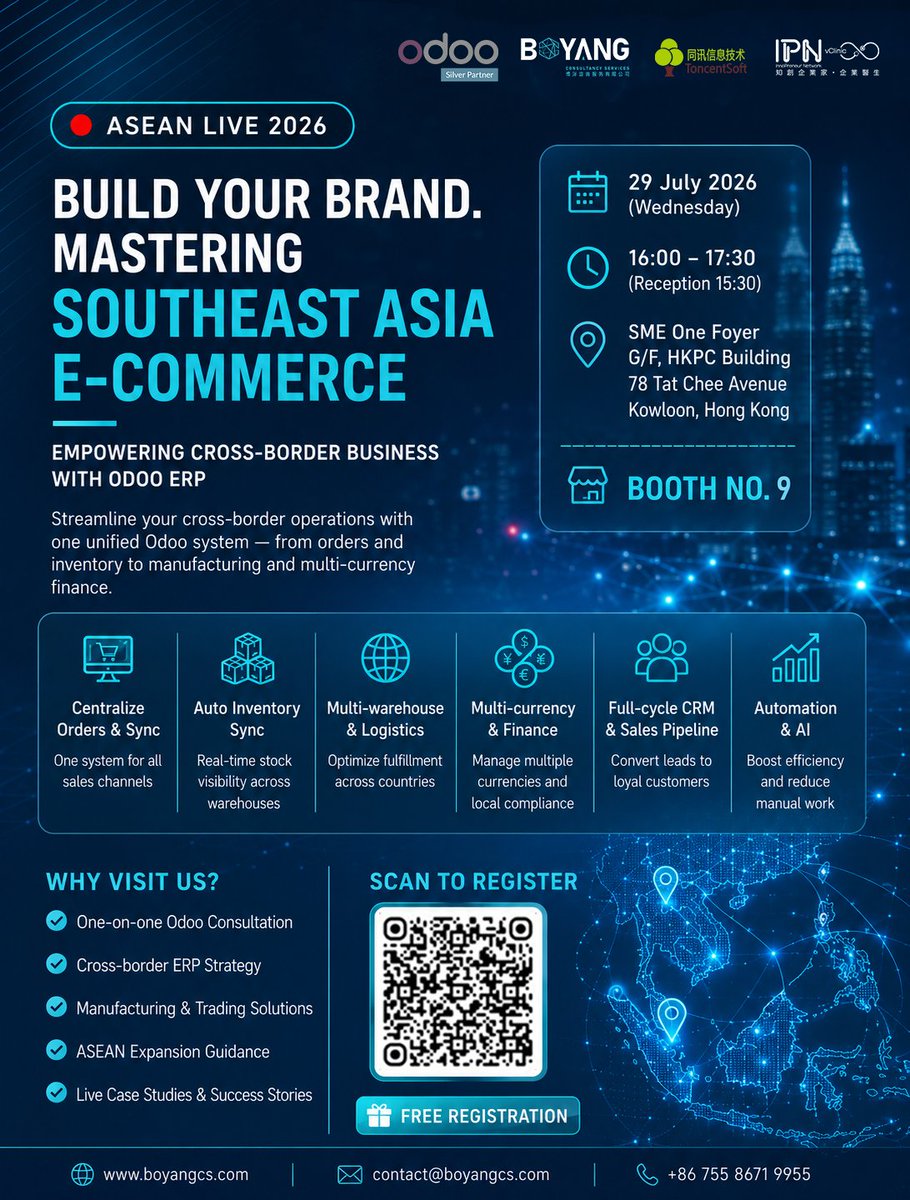 BYCSHK's tweet photo. If you're expanding into Southeast Asia (or planning to), come meet the #BoYang team at Booth #9 during "ASEAN LIVE: Build Your Brand, Mastering Southeast Asia E-Commerce", powered by #HKPC (#InnoPrenureNetwork) and #SMEReachOut.
See you there! https://t.co/mMtawH0f3P