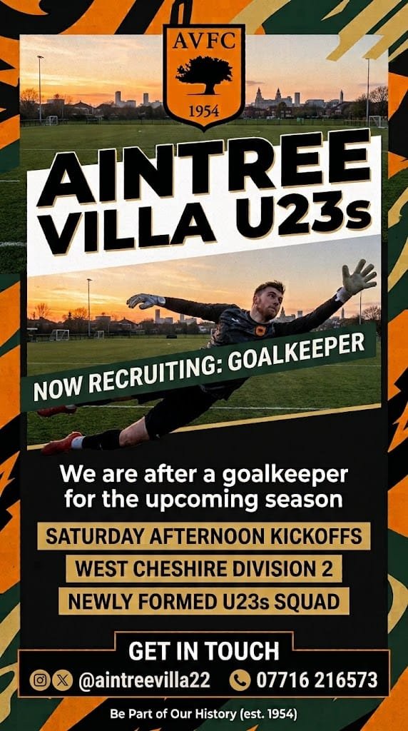 AintreeVilla22's tweet photo. Goalkeeper wanted for our newly formed u23s

Get in touch if your interested!!! https://t.co/LZRCllB3Q1