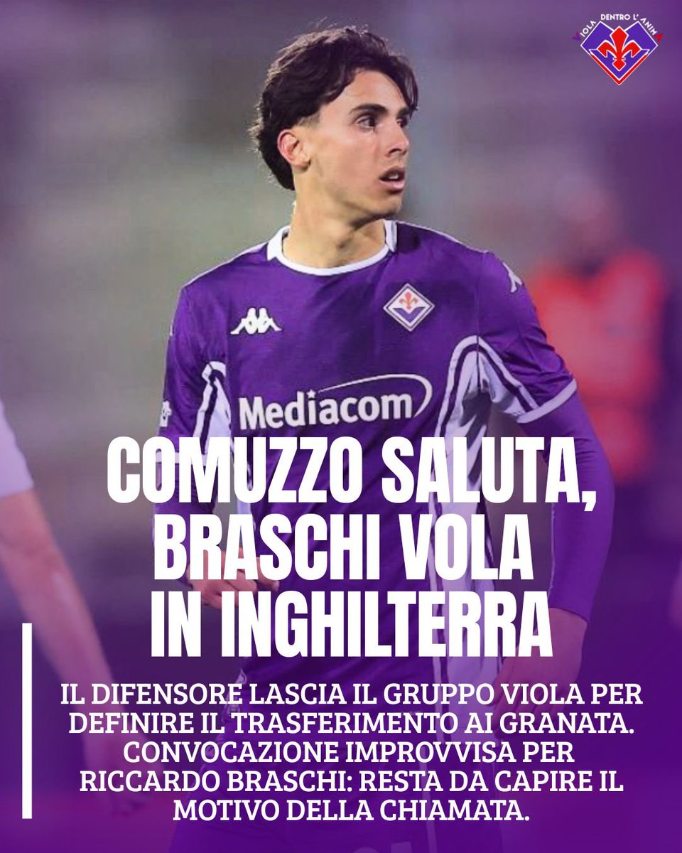 VDLA1926's tweet photo. Movimenti in casa #Fiorentina durante il ritiro inglese. Pietro #Comuzzo ha lasciato il gruppo viola per raggiungere il #Torino e completare il suo trasferimento in granata.
Convocazione a sorpresa, invece, per Riccardo #Braschi: il giovane centravanti è partito questa mattina alla volta del Regno Unito per aggregarsi alla squadra. Una chiamata arrivata all’ultimo momento che apre inevitabilmente qualche interrogativo, anche perché il giocatore resta in uscita. Da capire se la decisione sia legata a una gestione delle condizioni di Moise #Kean o se dietro ci siano altre valutazioni dello staff tecnico. Una situazione da monitorare nelle prossime ore.
#violadentrolanima #fiorentina #convocazioni #inghilterra #amichevoli