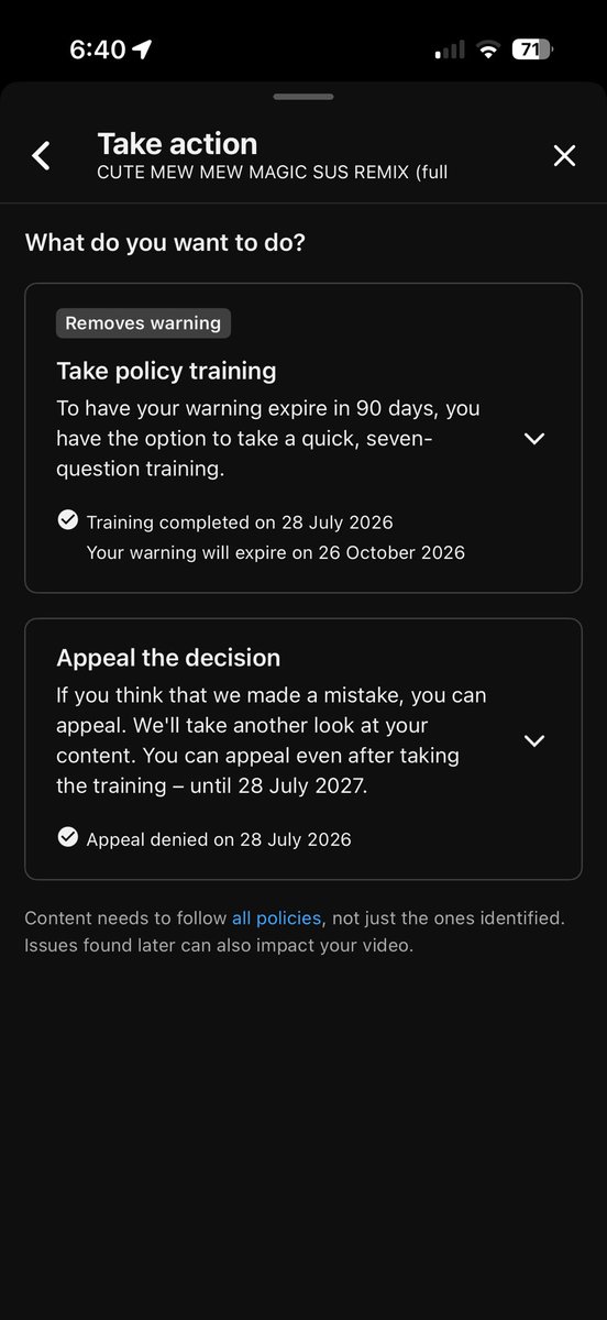ItsMeVivify's tweet photo. @TeamYouTube My most recent Youtube short where i made a remix of a song got a community guidelines warning even though the lyrics (while vulgar) are not for sexual gratification and are used for artistic purposes, please take another look as the appeal i submitted was denied. https://t.co/uI1Qrtdl14