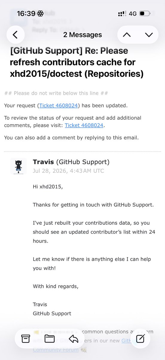 FultonShaw's tweet photo. there was a stale contributor named CommandCodeBot in my https://t.co/BF5WSoOvVG project

just have grok using browser to submit a ticket for me to github to clear it, and the same github bot have the issue done.

the b2b(Bot-to-bot) protocol is working! https://t.co/1oUlun8pms