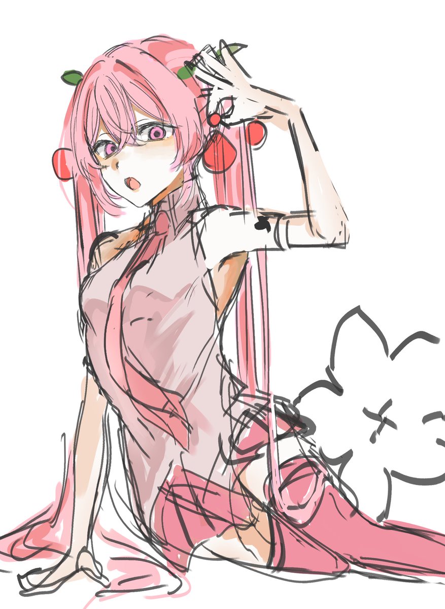 saba1407uWu's tweet photo. ちなみに人生初の桜ミクかいてるピンク髪むずい https://t.co/LJOHeLaGFL