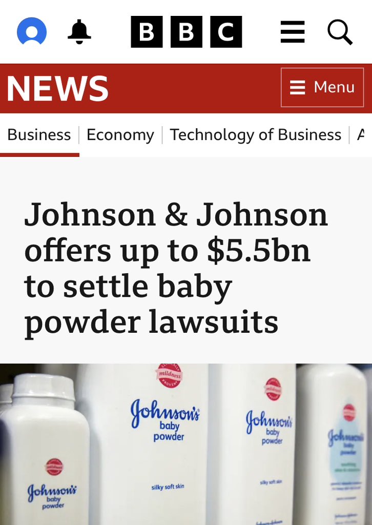 BohemianAtmosp1's tweet photo. Don’t worry, their vaccines are safe and effective. It’s only their baby powder that causes cancer. https://t.co/hyTZm8X38D