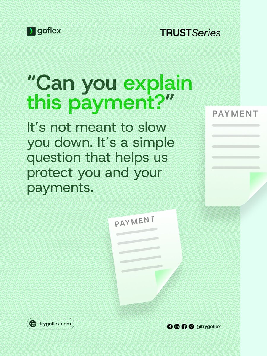 try_goflex's tweet photo. A vague payment description can slow down a review.

Here’s how to make sure your payments have the context they need. ↓

#GoFelx #Payments #fintech #remoteworker #freelancer https://t.co/PwOisjq8qY