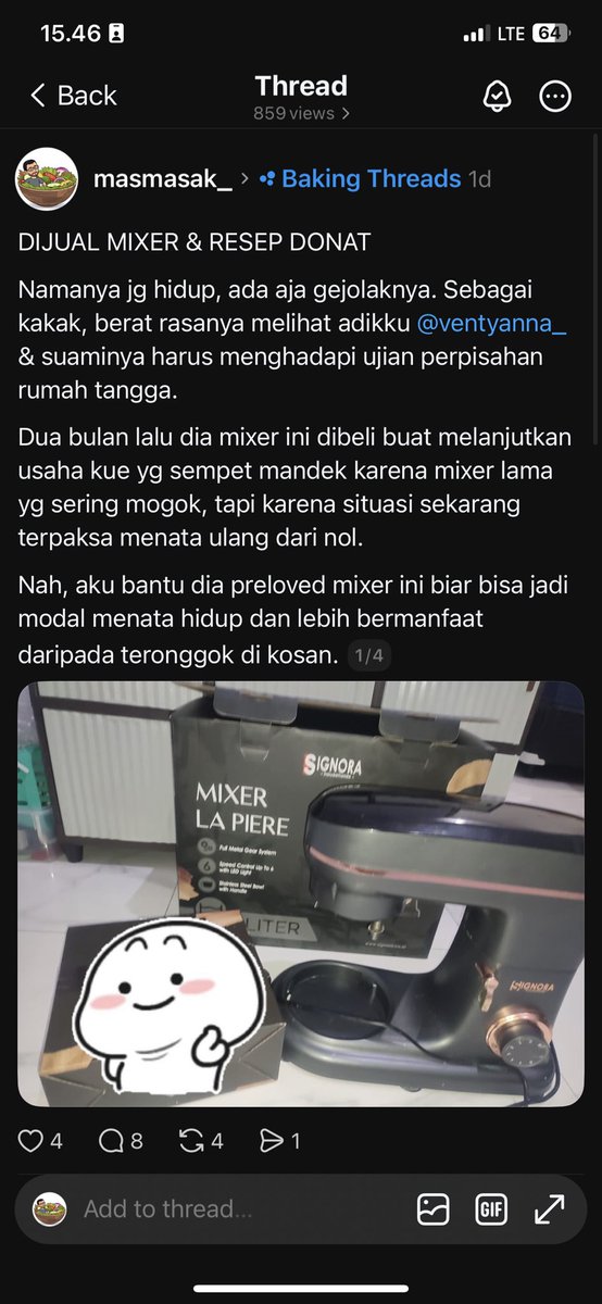 endraisme's tweet photo. Twitter do your magic, dijual mixer Signora La Pierre bonus resep donat dan diajarin sampe bisa.

Cocok buat yg mau mulai usaha aneka kue, mixernya bisa buat roti, cookies, maupun bolu/cake.

Buka harga 2,8 bisa DM ya https://t.co/8LPWWL6Gyr