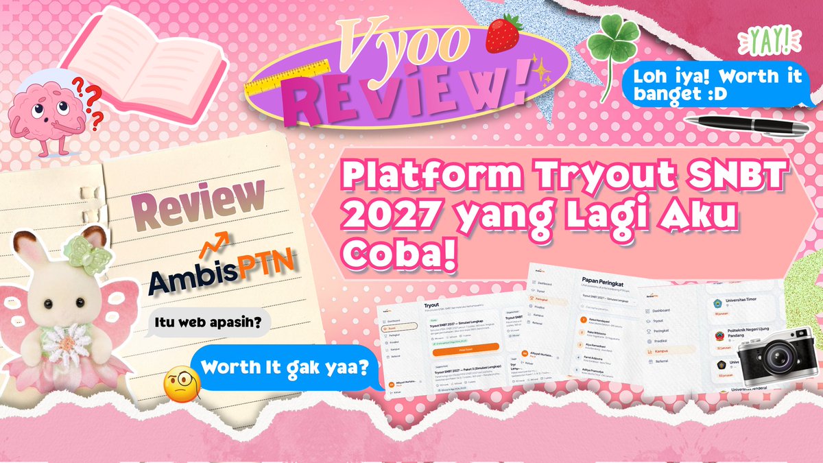 sooursallys's tweet photo. Review @AmbisPTNcom : Platform Tryout 2027! Worth it ga yaa?🤨

Aku share pengalaman pribadiku selama pakai website ini🙇🏻‍♀️⭐

help like, comment &amp; rt. thankyou!
A thread https://t.co/9EGrwpRXAT