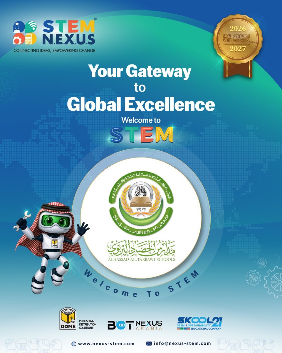 STEM_Nexus_'s tweet photo. Proud to welcome Al Hasaad Al Tarbawi Schools 🇯🇴 to the STEM N.E.X.U.S family! Together, we're empowering future innovators through STEM education. 🤝 | نفخر بانضمام مدارس الحصاد التربوي إلى عائلة STEM N.E.X.U.S لبناء جيل المستقبل. 
https://t.co/1bD5sUHmDR 
#STEMNexus #STEMEducation #Jordan