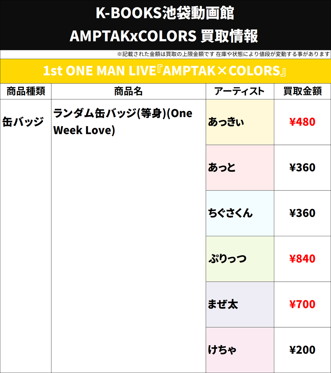 【まとめ売り】AMPTAK 1st ONEMAN K-BOOKS 池袋動画館 動画1部門（歌い手） on X: 