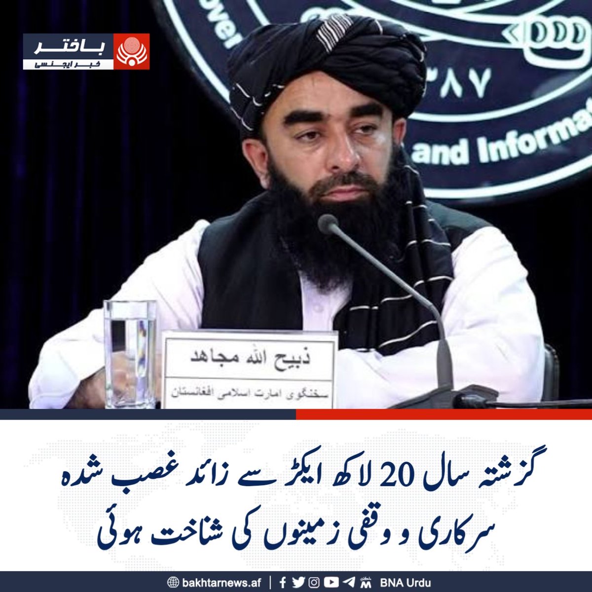 bnaurdu's tweet photo. امارت اسلامیہ افغانستان کے ترجمان مولوی ذبیح اللہ مجاہد نے پروگرام "حکومت میڈیا کے آئینے میں" میں معلومات فراہم کرتے ہوئے بتایا کہ سال 1447 ہجری قمری کے دوران ملک بھر میں 20 لاکھ 44 ہزار ایکڑ سے زائد غصب شدہ امارتی (سرکاری) اور وقفی زمینوں کی شناخت (تثبیت) کی گئی ہے۔ انہوں نے واضح کیا کہ اسی مدت میں 9 لاکھ 49 ہزار 664 ایکڑ غصب شدہ زمینوں کو واگزار کرانے کے حوالے سے 276 فیصلے بھی جاری کیے گئے۔
#باختراژانس
