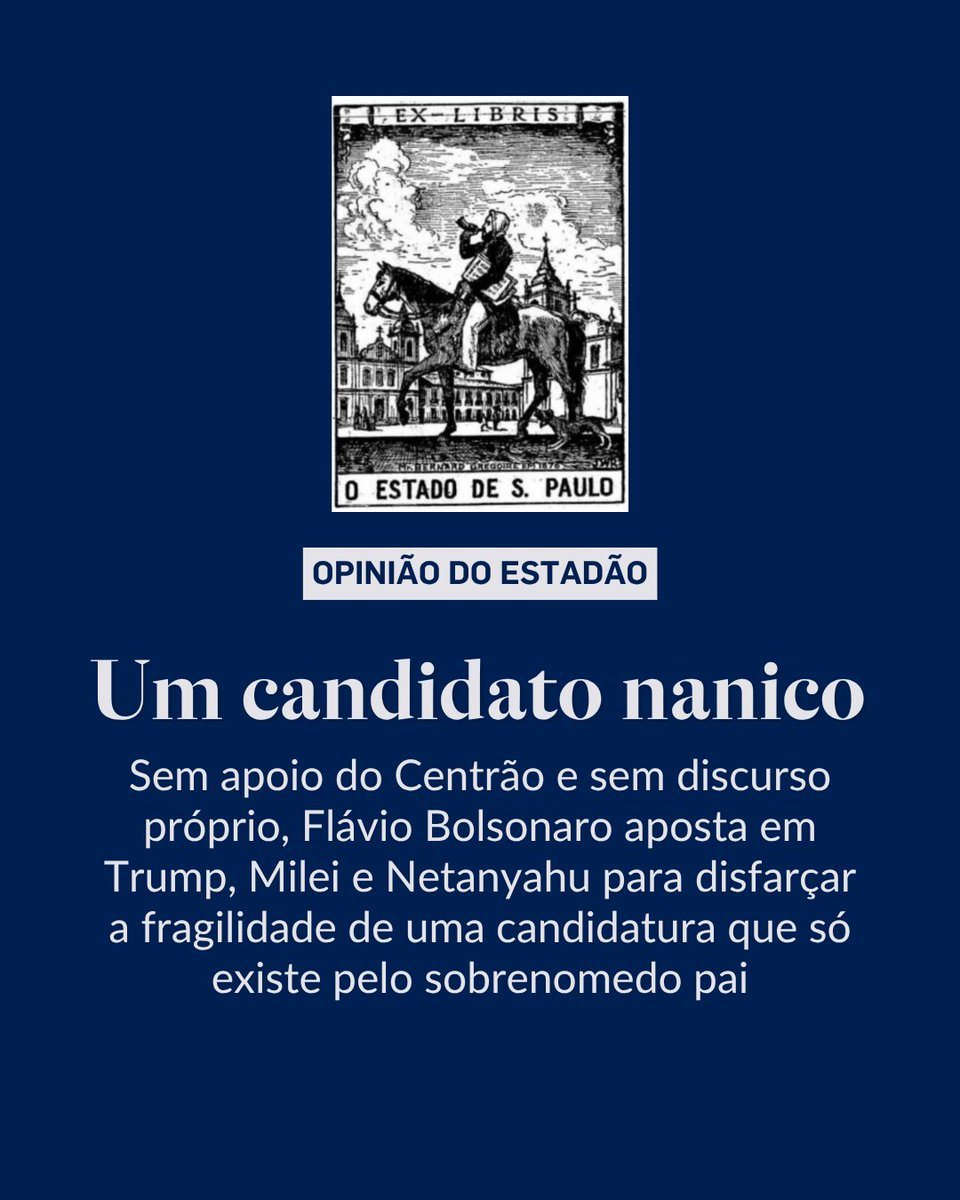Estadao's tweet photo. EDITORIAL | Um candidato nanico – “Tal comportamento joga água no moinho da campanha de Lula, que se refestela como protetor da ‘soberania’ brasileira ante os ataques externos”. 

Leia o texto em https://t.co/94WGQqT2WR  (@opiniao_estadao) https://t.co/Dl2jOR4YG2