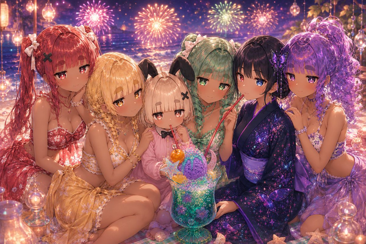 黒乃の浴衣もうまく再現できてるヽ(○´∀｀○)ﾉ みんなの水着も