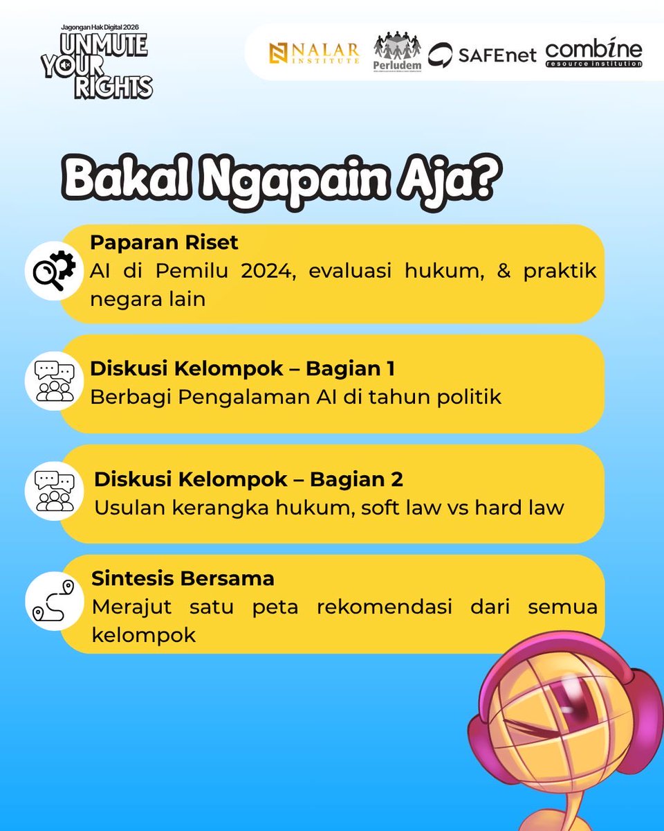 perludem's tweet photo. seperti deepfake. Di tengah pesatnya perkembangan ini, regulasi Indonesia masih belum mampu mengatur penggunaan AI dalam pemilu secara komprehensif. Karena itu, Perludem bersama Nalar Institute mengajak kamu berdiskusi untuk menyusun rekomendasi tata kelola AI dalam pemilu yang https://t.co/EensQ9f2GW
