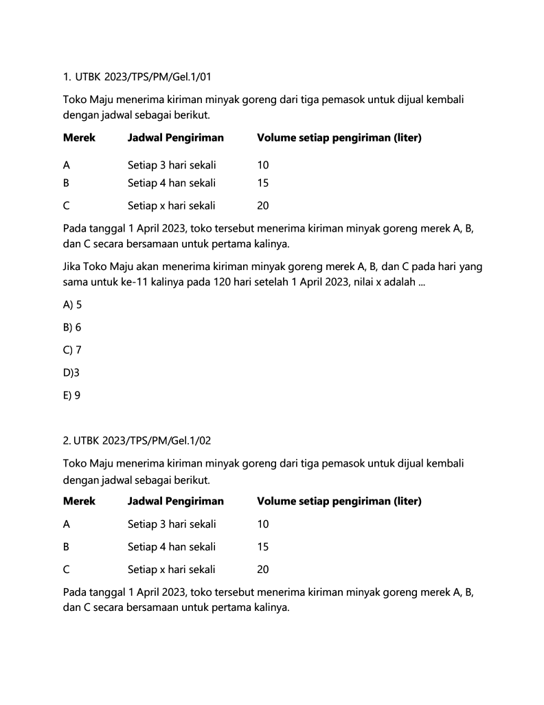 latsolyuk's tweet photo. Latihan Soal SNBT

📑 Penalaran Matematika asli: https://t.co/144m4tUA45
📑 Pm utbk asli part 2: https://t.co/fHvnkH6kBE
📑 PM utbk asli part 3: https://t.co/pX7sNKFD3l
🖇️ Buku Wangsit Om Jero 2027: https://t.co/nNKPHkM70P
🖇️ Join Saluran Latsolyuk Gratis: https://t.co/o326bZPmvK https://t.co/NHNfFcRnz5
