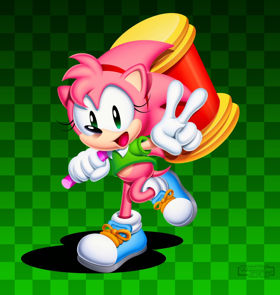 TimeyMarey007's tweet photo. Art I commissioned of my classic Amy Rose design, drawn by the great @WenderCarlosArt #sonicfanart #amyrose #classicamy https://t.co/rs0amIHdrr
