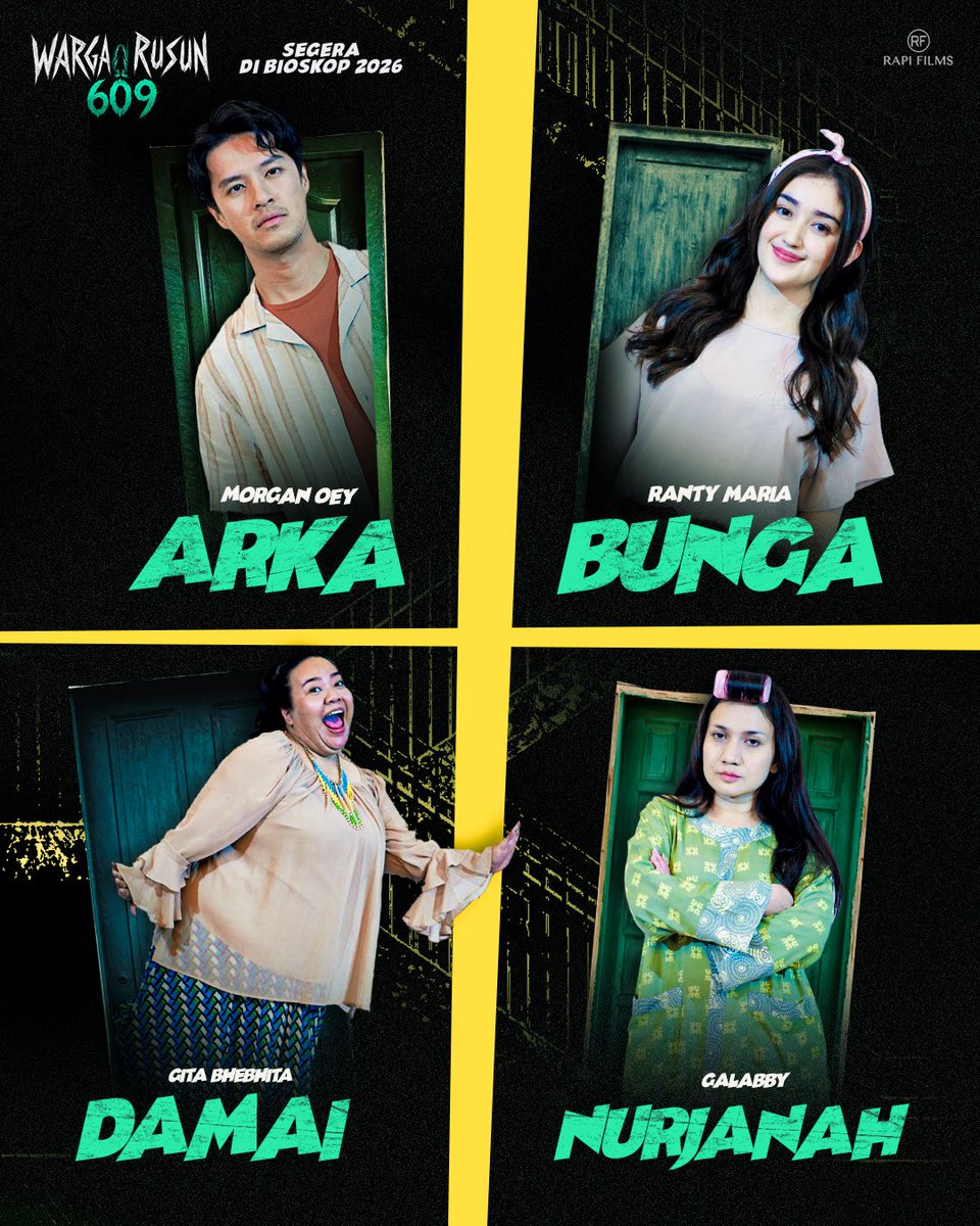 RapiFilm's tweet photo. Hidup kamu akhir-akhir ini lebih banyak horornya atau komedinya? Kalau di sini dua-duanya diborong! 👻

Inilah 𝗪𝗔𝗥𝗚𝗔 𝗥𝗨𝗦𝗨𝗡 𝟲𝟬𝟵!
Sebuah film Horor Komedi persembahan Rapi Films, karya Sutradara Herwin Novianto dan Penulis Upi.

Saksikan keseruannya segera di bioskop 2026.