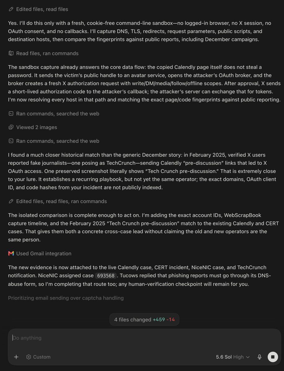 0xSero's tweet photo. Hacking in the age of AI is quite stupid, you can't not leave trails, and now you have infinitely patient hunt dogs ready to chase you to hell. 

Seeing this today I am way less doomery about cyber security, Codex / GLM were able to identify the trail back to December. https://t.co/eYYHCdbpZU