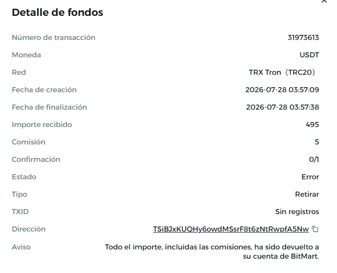 TheHermitWatch's tweet photo. @Cgarpec @BitMartExchange @sheldonbitmart @cz_binance Transaction Details show no TxID. No transaction initiated. https://t.co/7YFkeOb57H