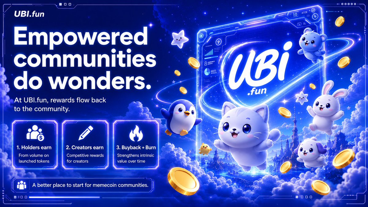 DefiedPiper's tweet photo. Time and again it has been proven that an empowered community will do wonders.

in @ubidotfun we empower communities through these initiatives.

1. Community earns from holding all tokens launched on https://t.co/VDBMY3GJaV as long as they have volume

2. Creator earns the same as other launchpads

3. Buyback and burn increases the coin's intrinsic value over time. This happens to all tokens launched on UBI.

By bringing rewards and incentives back to communities, we are building a stronger and more sustainable foundation for the memecoin and launchpad space.