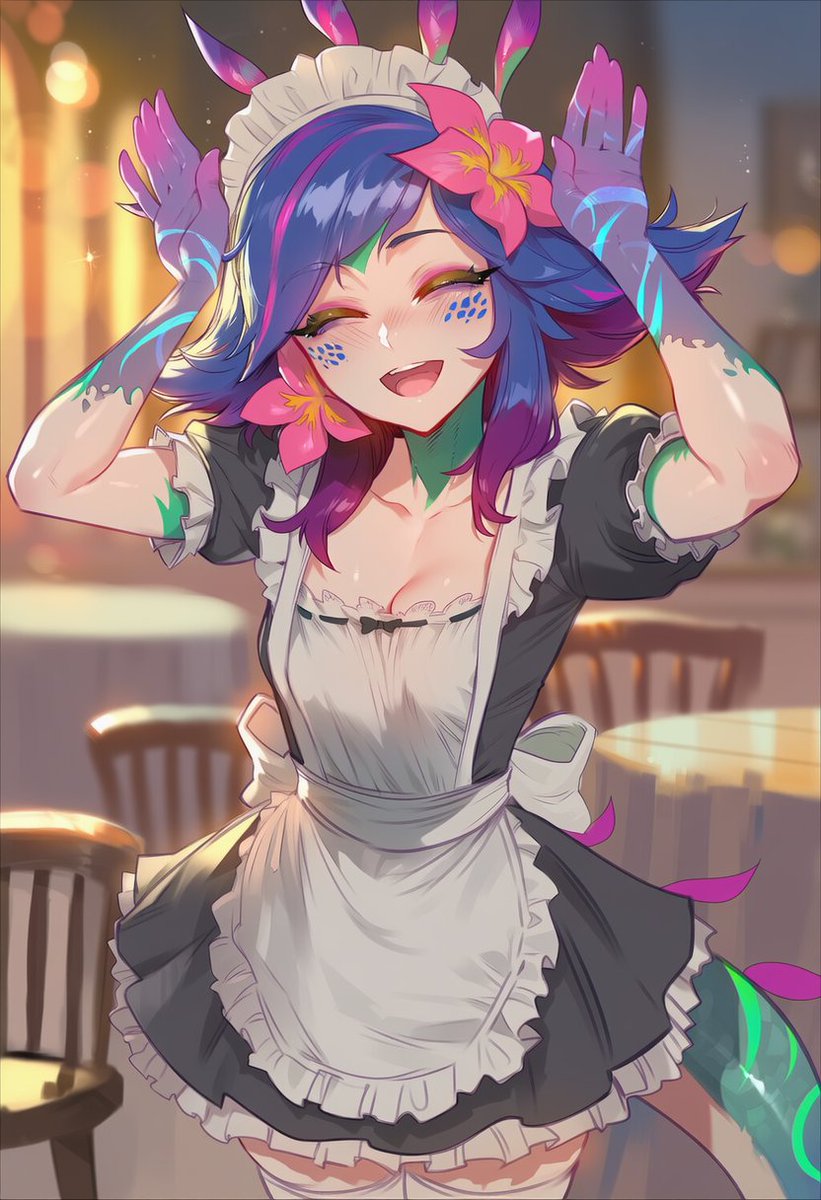MooncakeAur's tweet photo. Maid LoL 
Ahri 🦊
Aurora 🐇
Neeko 🦎
Xayah 🐦

#ahri #aurora #neeko #xayah #leagueoflegends https://t.co/cjCo6kJkPe