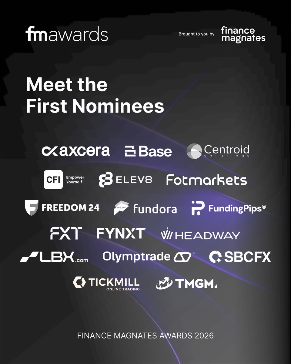 financemagnates's tweet photo. Meet the Official Finance Magnates Awards 2026 Nominees. Have you secured your nomination? If not, submit your nomination today: https://t.co/XMtC9fx4n2

Nominations close on 11 September. 

#FMAwards2026  #FintechAwards #BrokerageAwards #FinanceMagnates https://t.co/DjodpMGlnO