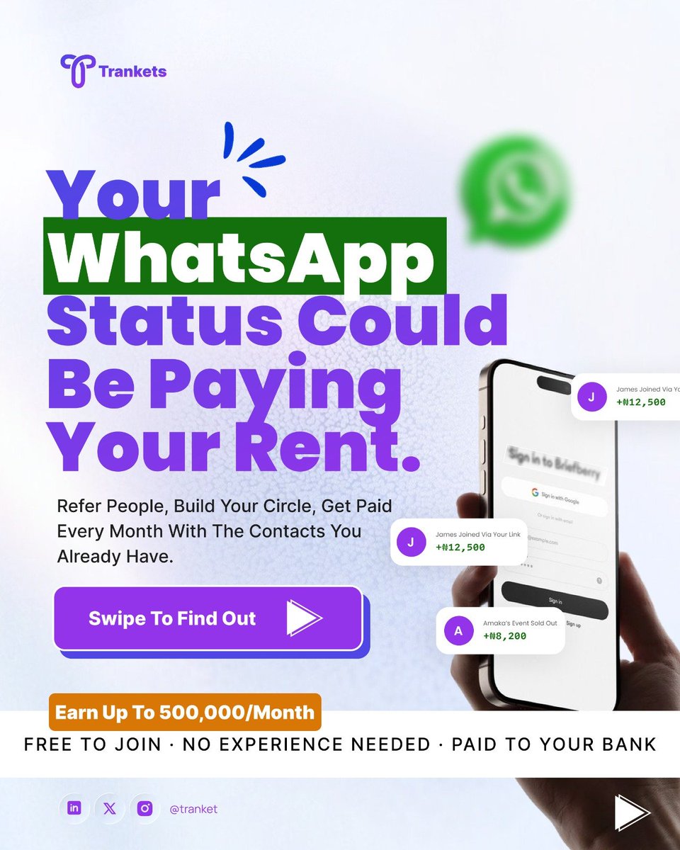 tranketshq's tweet photo. Start your side income journey today. Refer people to Trankets, earn commissions, and grow at your own pace.

Join now:
https://t.co/aWnG2CFNue https://t.co/pTigilyf7b