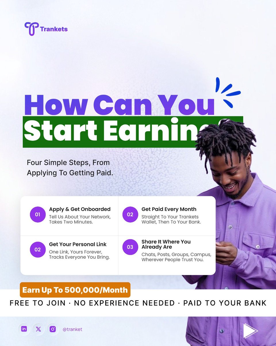 tranketshq's tweet photo. Start your side income journey today. Refer people to Trankets, earn commissions, and grow at your own pace.

Join now:
https://t.co/aWnG2CFNue https://t.co/pTigilyf7b