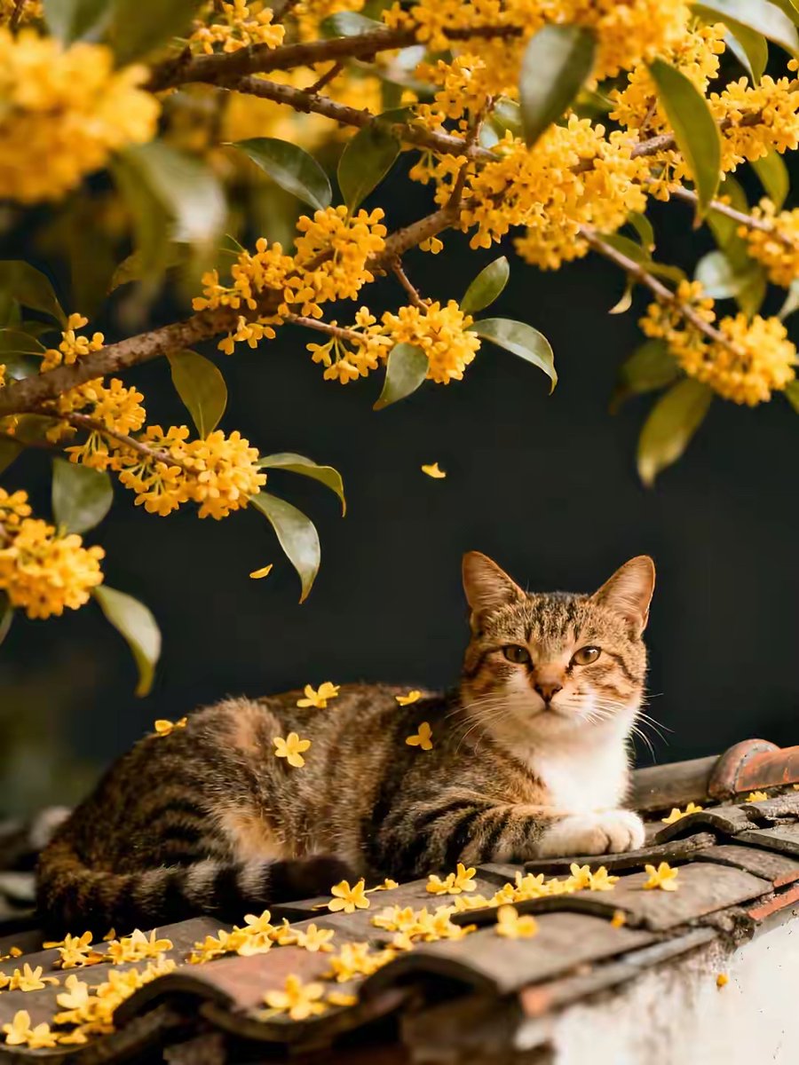 AssuntaErdiay's tweet photo. [秋日午后的风带着桂香，晒着太阳摸完橘猫的毛，下班路上看到梧桐叶飘下来——这就是生活里的小甜份呀]， https://t.co/9v0SQgixNC