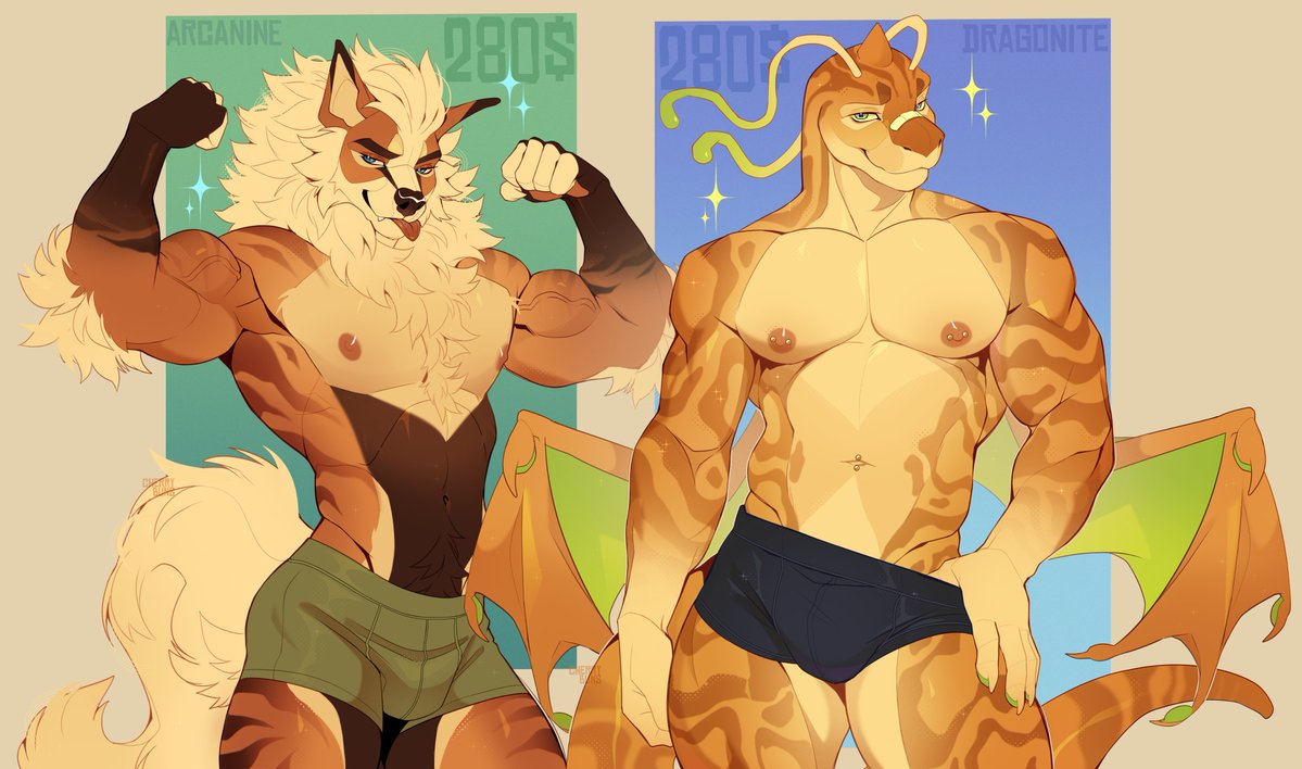 _cherrybuns__'s tweet photo. Arcanine &amp; Dragonite ✨
★ 280$ (Flat Sale) 
｜Payment via Wise only https://t.co/GnoYloQ9cR