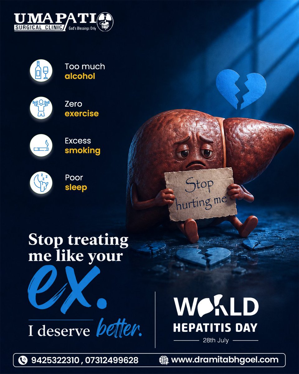 ClinicUmapati's tweet photo. This World Hepatitis Day, protect the only liver you have. Early screening can save your life.

#WorldHepatitisDay #LoveYourLiver #HepatitisAwareness #LiverHealth #EarlyScreening https://t.co/IAK7B9H9Sx