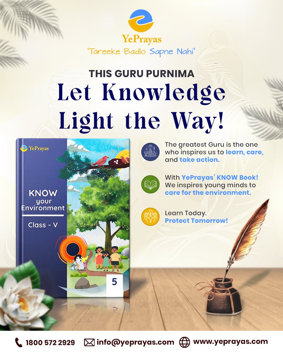 PrayasYe's tweet photo. Happy Guru Purnima!
Knowledge has the power to transform lives and shape a better tomorrow.

This Guru Purnima, we express our sincere gratitude to every Guru who inspires us to learn, care for our environment, and take meaningful action.

#HappyGuruPurnima #YePrayas https://t.co/Cllp4nUfFs