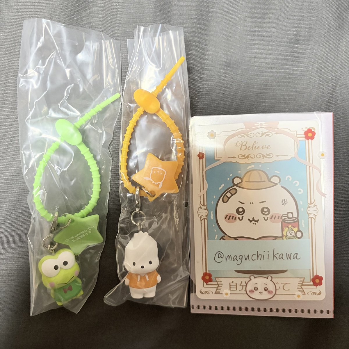 maguchiikawa's tweet photo. サンリオ ななほし カラフルマルチチャーム 交換

【譲】けろっぴ、ポチャッコ
【求】キティ、シナモロール

郵送希望
検索からでもお気軽にお声掛けください☘️
#ガチャガチャ　#サンリオ　#ななほしマルチチャーム https://t.co/LPfU1MMyIn