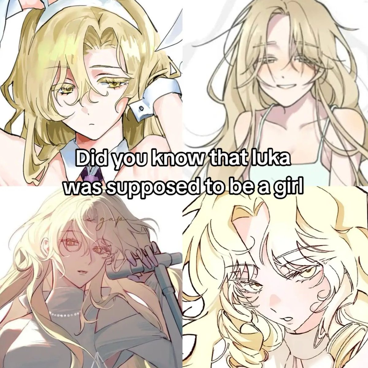 tillgetomywife's tweet photo. I think many alnst fans still believe luka was supposed to be a girl but thats not true. He was never meant to be a girl. He was always a boy. Its just some of his concept art showes him with long hair but they never said it was female luka https://t.co/Xy3cljsi6U